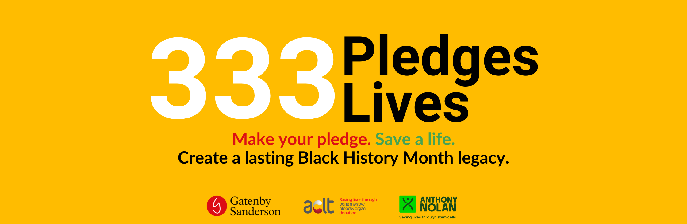 333 Pledges for 333 Lives Campaign Banner GatenbySanderson